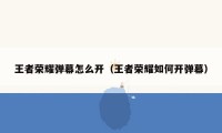 王者荣耀弹幕怎么开(王者荣耀如何开弹幕)