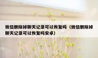 微信删除掉聊天记录可以恢复吗（微信删除掉聊天记录可以恢复吗安卓）