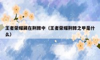 王者荣耀藏在荆棘中(王者荣耀荆棘之甲是什么)