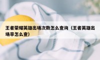 王者荣耀英雄出场次数怎么查询（王者英雄出场率怎么查）