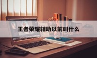 王者荣耀辅助以前叫什么（辅助在王者里叫什么）