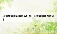 王者荣耀密码本怎么打开（王者荣耀账号密码）
