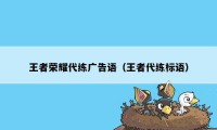 王者荣耀代练广告语(王者代练标语)