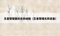 王者荣耀里的无敌秘籍（王者荣耀无敌装备）