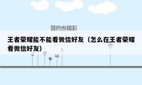 王者荣耀能不能看微信好友（怎么在王者荣耀看微信好友）