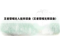 王者荣耀无人能敌装备（王者荣耀无限装备）
