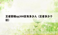 王者荣耀qq300区有多少人(王者多少个区)