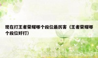 现在打王者荣耀哪个段位最厉害（王者荣耀哪个段位好打）