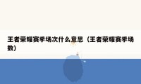 王者荣耀赛季场次什么意思（王者荣耀赛季场数）