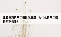 王者荣耀典韦二技能没反应（为什么典韦二技能按不出来）