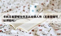 手机王者荣耀文件怎么给别人传（王者荣耀可以传输吗）