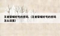 王者荣耀好号的密码.(王者荣耀好号的密码怎么设置)