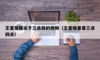 王者荣耀关于三杀局的视频（王者哪里看三杀四杀）