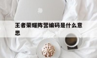 王者荣耀阵营编码是什么意思（王者阵营id是什么）