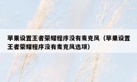 苹果设置王者荣耀程序没有麦克风(苹果设置王者荣耀程序没有麦克风选项)