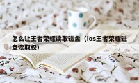 怎么让王者荣耀读取磁盘（ios王者荣耀磁盘读取权）