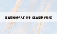 王者荣耀新手入门教学(王者荣新手教程)