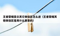 王者荣耀显示其它微信区怎么进（王者荣耀其他微信区是用什么登录的）