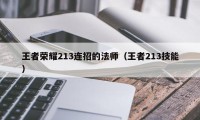 王者荣耀213连招的法师（王者213技能）