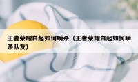 王者荣耀白起如何瞬杀(王者荣耀白起如何瞬杀队友)