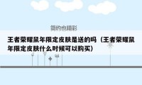 王者荣耀鼠年限定皮肤是送的吗（王者荣耀鼠年限定皮肤什么时候可以购买）