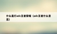 什么是打adc王者荣耀（adc王者什么意思）