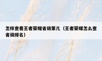 怎样查看王者荣耀省级第几（王者荣耀怎么查省级排名）