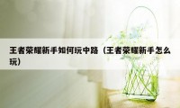 王者荣耀新手如何玩中路（王者荣耀新手怎么玩）