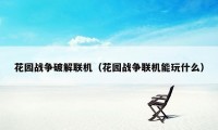 花园战争破解联机（花园战争联机能玩什么）