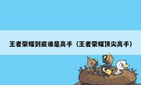 王者荣耀到底谁是高手(王者荣耀顶尖高手)