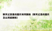 聊天记录里的图片如何删除(聊天记录的图片怎么彻底删除)