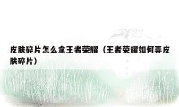 皮肤碎片怎么拿王者荣耀（王者荣耀如何弄皮肤碎片）